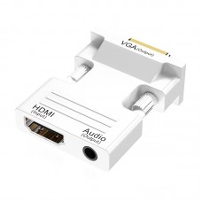 HDMI Female To VGA Male With Audio Adapter Computer Monitor TV Projector Converter  White