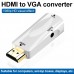 HDMI To VGA Connector Video Adapter With Audio Cable  Color  White