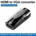 HDMI To VGA Connector Video Adapter With Audio Cable  Color  Black Base